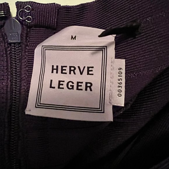 Herve Leger Liza Bandage Plum Berry Boat Neck Flared Dress Authentic - Picture 8 of 16